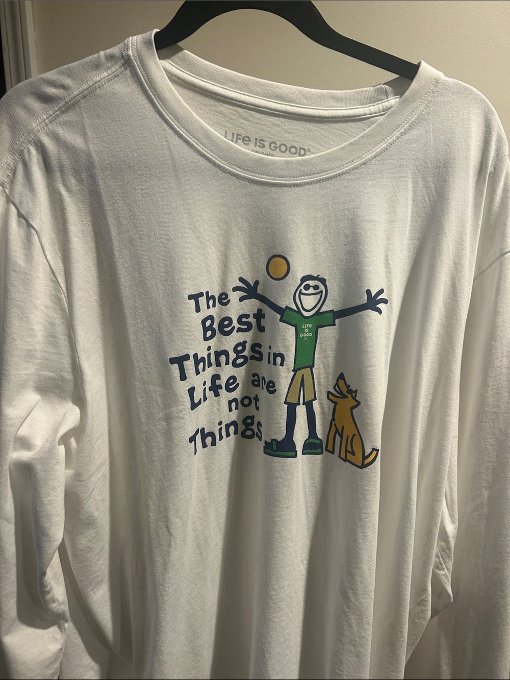 Life Is Good White Long-Sleeve Tee with Playful Graphic